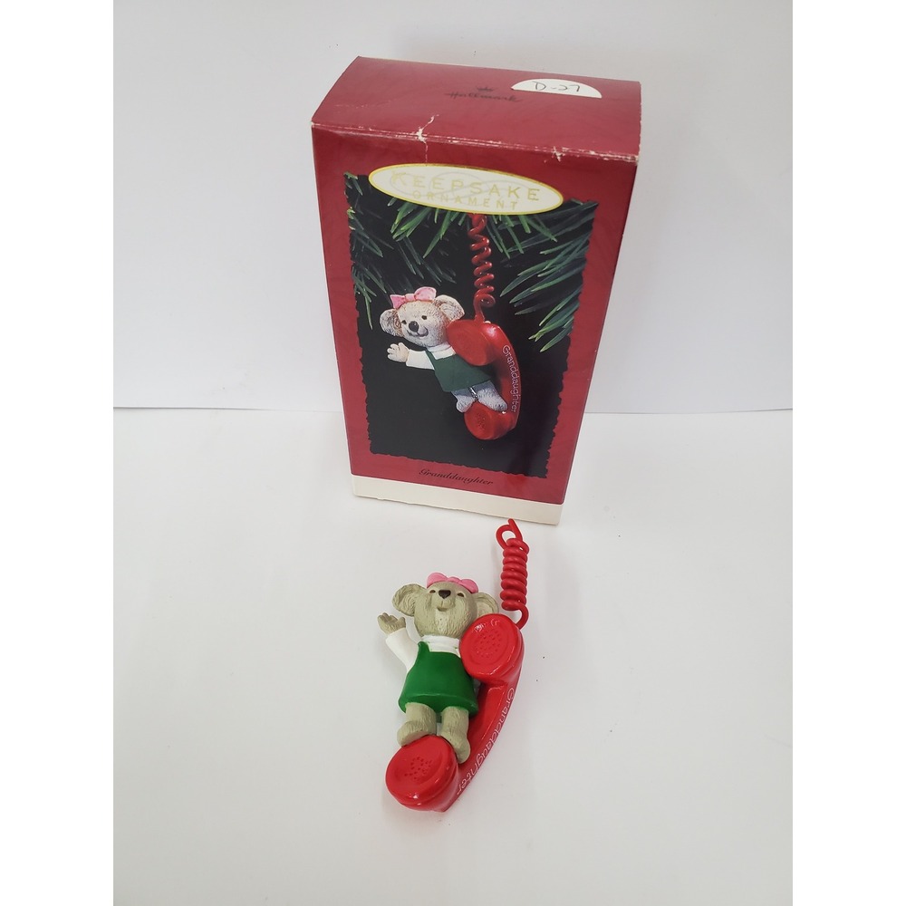 1993 Hallmark Keepsake Ornament Granddaughter Bear on Red Phone QX563-5 Vintage
